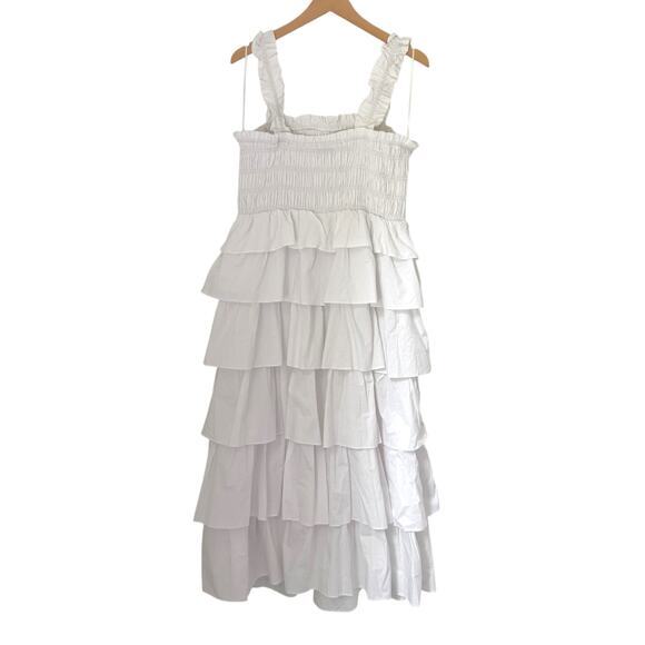 NWT English Factory Smocked Bust Multi Ruffles Maxi Gown  White Size Large L - Picture 5 of 11